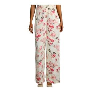 Worthington Pants Dress Women‎ Pink & White Small Wide Leg Sasha Floral Trouser.
